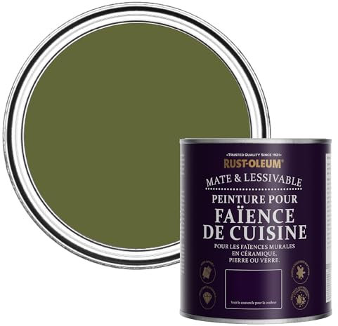 Rust-Oleum Peinture Verte Résistante à l'eau pour Faïence de Cuisine, Finition Mate - Jasper 750ml