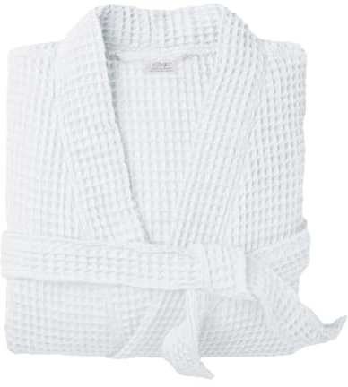 Allure Bath Fashions Unisex Bathrobe Lightweight Textured Waffle Robe - Soft Hotel Spa Dressing Gown, Kimono (Small/Medium, White)