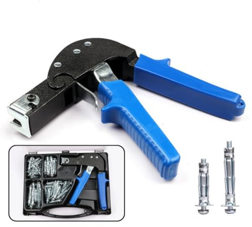 MEETOZ 72pcs Hollow Wall Anchors,Heavy Duty Plasterboard Fixings & Wall Anchor Setting Tool Rivet Gun Set with Carry Case,for Cavity, Drywall & and Wall Mounting Includes Wall Hooks