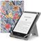 MoKo Funda Universal para 6,6.8,7 Kindle eReaders Fire Tableta - Kindle/Kobo/Voyaga/Lenovo/Sony Kindle E-Book E-Reader Tableta, Carcasa Folio con Correa de Mano y Soporte, Flor de Hoja Azul
