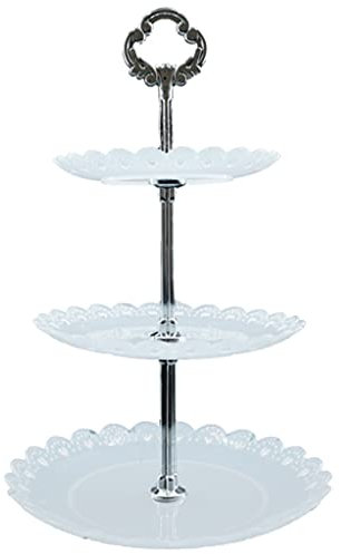 Plato De Frutas Estante para Refrigerios De Tres Capas Sala De Estar Frutero Estante para Pasteles De Cumpleaños Estante para Dulces (Color: Blanco) (Negro S) (Blanco S)