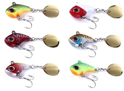 TUXIBIN Kunstköder, 6 Stück Angelköder, Spinnköder, Künstlicher Köder, Spinnerbait, Jig Spinner Set, Angelhaken für Barsch, Forelle, Hecht, Zander, Wels, Döbel 6-3/13g