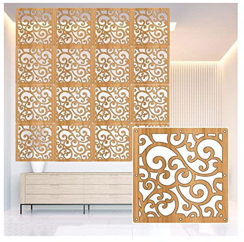 IBOWZ Raumteiler Hängend Paravent Hängender Raumteiler, quadratisch, 29 cm, Holz, Kunststoff, wasserdicht, Wohnzimmer, dekorative Trennwände, DIY-Schlafzimmer, Büro, Trennwände, 3 Farben