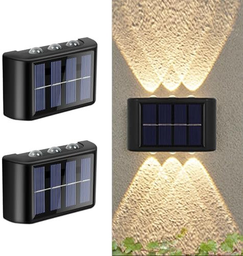 flintronic Solarlampen für Außen, Einstellbar Solarlampen, Up and Down Leuchten Solarleuchte, IP65 Solar wasserdichte Wandleuchte, Kabellose Wand Beleuchtung für Garage Garten Aussen
