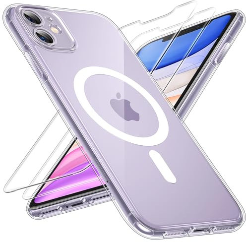 TOCOL für iPhone 11 Hülle für Magsafe, Vollständiger Kameraschutz Nie Vergilbung Stoßfest Kratzfest Magnetisch Handyhülle für iPhone 11 Case, Transparent