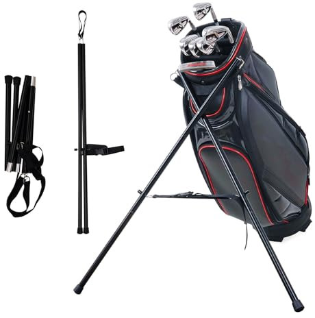 mytag Golf Bag Stand Attachment, Anti Slip Portable Foldable Stand for Golf Cart Bag, Golf Bag Attachment Stand Black-Aluminum