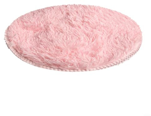 Tapis rond à poils longs de style moderne, doux et pratique, parfait pour salon, chambre à coucher (40 cm, rose)