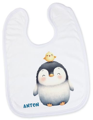 GRAZDesign Lätzchen personalisiert mit Namen Pinguin Baby Geschenk Geburt, Taufe