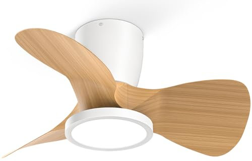 Ateroll Ventilatore da Soffitto con Luce, Ø61cm, Dimmerabile 3CCT (3000K-4000K-5000K), 1500LM Con Telecomando, 6 Velocità, Timer, Adatto per Soggiorno, Cucina, Camera da Letto (Legno Naturale)