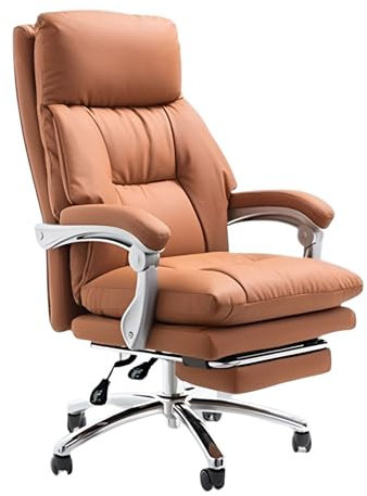 Chefsessel Mit Fußstütze Bürostuhl Mit Hoher Rückenlehne Mikrofaser-Leder 360°-Drehstuhl Chefsessel Mit Verbundenen Armlehnen Für Konferenzräume, Arbeitsstuhl,Orange