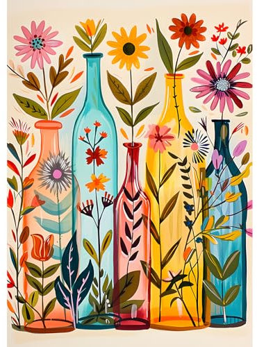 EOBROMD Diamond Painting Vase, 5D Diamant Painting Bilder für Erwachsene Blume, DIY Diamant Malerei Set für Wanddekoration 30x40 cm