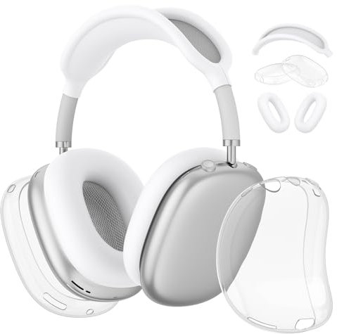 Case for AirPods Max Headphones Cover, Soft TPU Protective Cover, Sweat-Proof Ear Pad Cover, Ear Cups Cover, Headband Protector, Soft Shell Protectors for Apple AirPods Max (White)