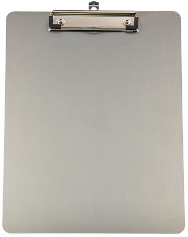 WEDO® Metall-Klemmbrett A4 aus eloxiertem Aluminium mit starker Klammer, abgerundeten Ecken und Öse zum Aufhängen, Farbe: Anthrazit