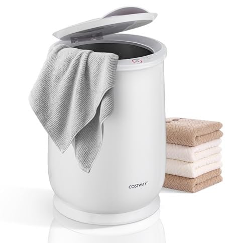COSTWAY Towel Warmer Bucket, 21L Large Electric Towel Heater with Auto Shut Off, Flip-top Lid and Fragrance Disc, Bathroom Spa Luxury Hot Heated Towel Dryer Bucket for Bathrobes Blankets (White)