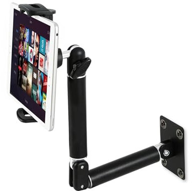 Tablet Wall Mount Aluminium Extendable iPad Wall Holder, with 360°Rotating and Metal Base, Tablet Wall Holder Compatible for iPad Pro Air Mini, Samsung Galaxy Tab, All 4.7-13 Phones and Tablets