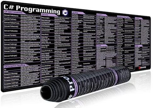 excovip Shortcut Mouse Pad for C#,31.4x11.7x0.07 inch Extended Large Cheat Sheet Mousepad PC Office Spreadsheet Keyboard Shortcut Mouse Mat with Non-Slip Stitched Edge 0434