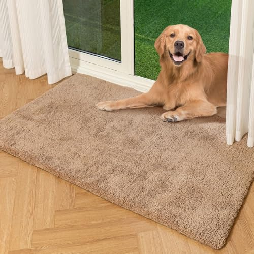 Latepis Teppich 90x150 cm Beige Flauschig Schlafzimmer Wohnzimmer Kunstfell Teppich Kinderzimmer Fellteppich Waschbar Weich Bettvorleger rutschfest