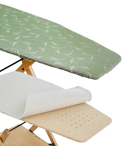 Funda y pinza para tabla de planchar, compatible con Foppapedretti, color plata/verde, tejido 100% algodón, 115 x 63 cm, fabricado en Italia