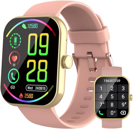 Fempoin Smartwatch Uomo Donna, 1.96 Orologio Smartwatch con Effettua/Risposta Chiamate, 100+ Sportive Fitness Tracker con Cardiofrequenzimetro Sonno Contapassi, Impermeabil IP68 Smart Watch Oro Rosa