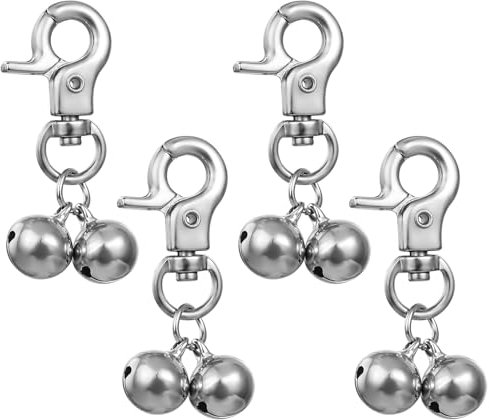 Katzenklingel, Laute Katzen Hundeglocken 4 Stücke Haustier Glocken Laute Haustiere Glöckchen für Hundehalsband Große Hunde Haustier Glocke Anhänger Silber Tracker Glocken für Hunde Katze Trainieren