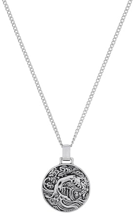Amor Kette mit Anhänger Edelstahl Herren Halsschmuck, 55+5 cm, Schwarz, Kommt in Schmuck Geschenk Box, 2040346
