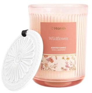 HOMLA BRISE Duftkerze Wildblume 230g Rotes Glas Aromatherapie bis 35 Std. Brenndauer
