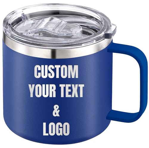 Xihedfd Mug Personnalisable Photo Texte Tasse à café Personnalisé 350ml 410ml Mug Isotherme avec Nom Logo Gravé Tasse en Acier Inoxydable avec Couvercle Poignée Cadeaux pour Femmes Hommes