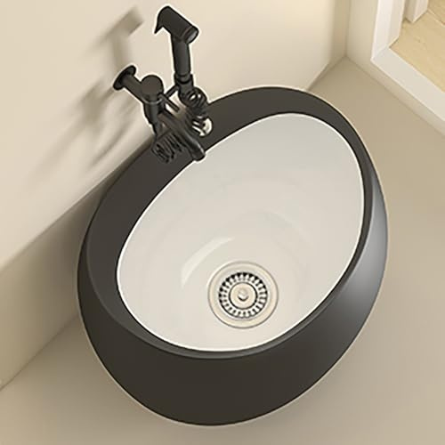 Vasca idromassaggio per pedicure in ceramica con rubinetti per acqua calda e fredda, rilassante pediluvio per uso domestico, bacino nero per pediluvio per la cura dei piedi