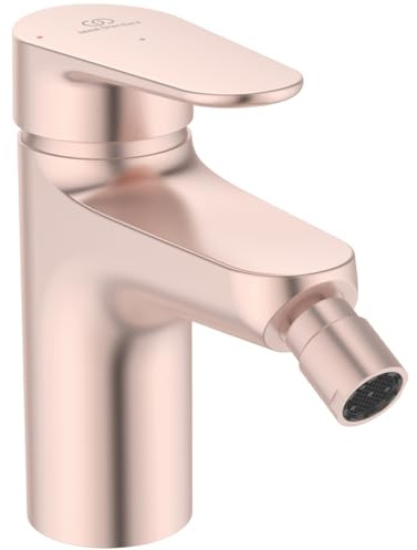 Ideal Standard – Alu+ Miscelatore per bidet, 115 mm proiezione del beccuccio, Raddrizzatore di flusso, risparmio d'acqua, tecnologia Blue Start, FirmaFlow, elementi principali in alluminio, Rosé