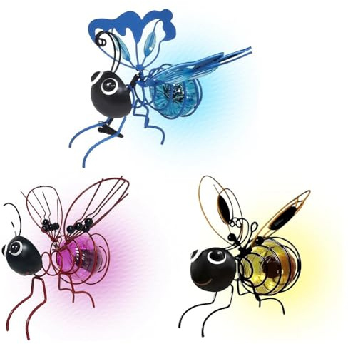 Jooehyer Solar Bee Simulation Lights,Outdoor Hanging LED Bees Garden Decoration Lantern for Outside, Insect Bugs Night Light 3PCS