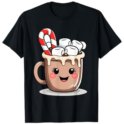 Tasse Chocolat Chaud avec Guimauves Illustration Hivernale T-Shirt