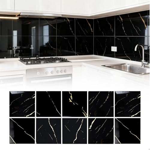 Panneaux Muraux 3D Autoadhésifs Aspect Pierre Noir, Carreaux étanches Brique, 30x30cm Revêtement Mural Autoadhésif PVC pour Studios D'Enregistrement, Salles de Jeux, Maison, Bureau,10 Pièces