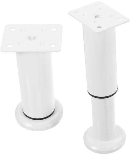 DOITOOL Pieds de Meuble Réglables Hauteur Ajustable de 12 à 18 Cm, Lot de 2 en Acier Carbone Blanc, Surface Lisse sans Fissures pour Table à Manger et Meuble Tiroir