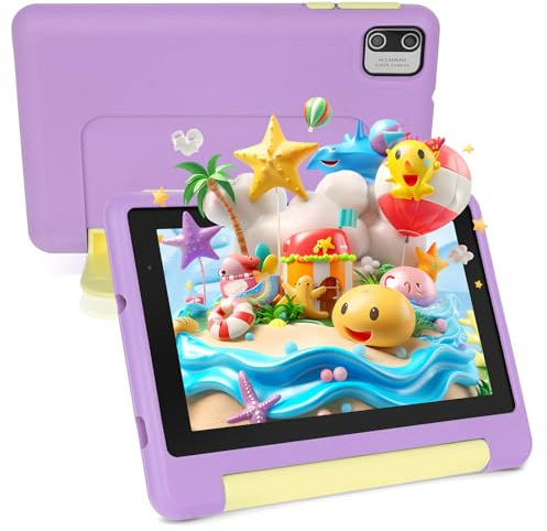 MUISOO Tablette pour Enfants, Tablette 7 Pouces pour Enfants, 8 Go de RAM + 64 Go de ROM, Extensible jusqu'à 128 Go, contrôle Parental, logiciels pour Enfants préinstallés, Double caméra (Violette)