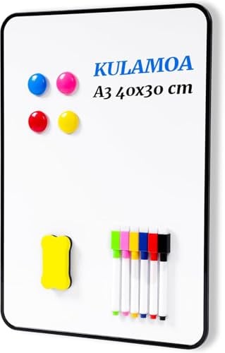 KULAMO Whiteboard Magnetwand, A3-Format Doppelseitiges Whiteboard, mit Trocken abwischbare Stifte, Whiteboards Radierer, Magnet, Magnetwand Kann als Unterrichten, Malen und Notieren, 40 x 30 cm