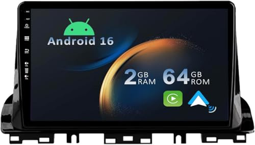 YUNTX [2+64G] Android 16 Autoradio con navi para Kia Cerato K3 Forte 2018-2021-[Incorporado CarPlay/Android Auto/GPS Navi/Bluetooth 5.0/Control del Volante/MirrorLink]-IPS 9 Pantalla