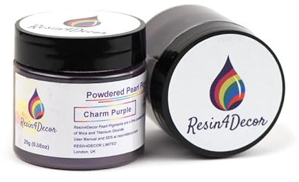 RESIN4DECOR Metallpulverförmiges Perlglanzglimmerpigment für Epoxidharzprojekte, Schmuck, Kunsthandwerksprojekte, Epoxidtisch, Tafel, Tablett, Leinwand, Malerei, 25g (Charm Purple)