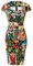 Grace Karin 7597 Damen Vintage Bleistiftkleid, kurze Ärmel, figurbetont, 1950er Jahre, 39 Farben, XS-XXXL Gr. L, Floral-35 (cl7597)