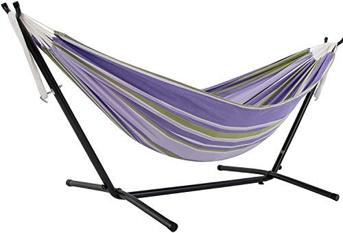 Vivere Doppel Baumwolle Hängematte mit Hängemattengestell 250 cm, Tranquility