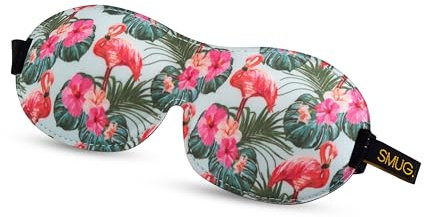 SMUG 100% Blackout Sleep & Eye Mask | Eyelash Extension Friendly | Eye Masks for Sleeping | Sleep Masks for Women & Men | Straps for Dream Comfort & Adjustability | Flamingo