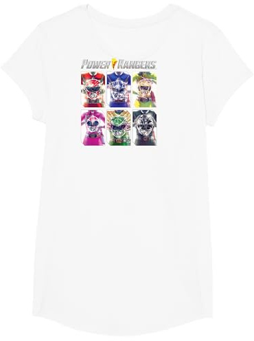 Power Rangers Graphic Color Character Helmet Panels T-Shirt