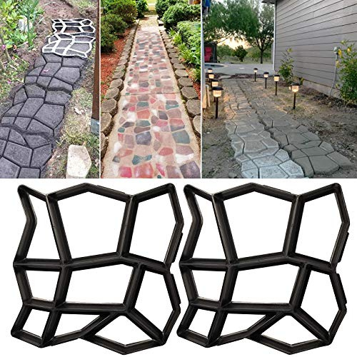 VanSmaGo Path Mate Steinformteile, Pflastersteine, Betonformen, Trittstein, Pflasterstein, Gehweg, Zementform für Terrasse, Rasen und Garten, 42,9 x 42,9 x 4,1 cm, 2 Packungen