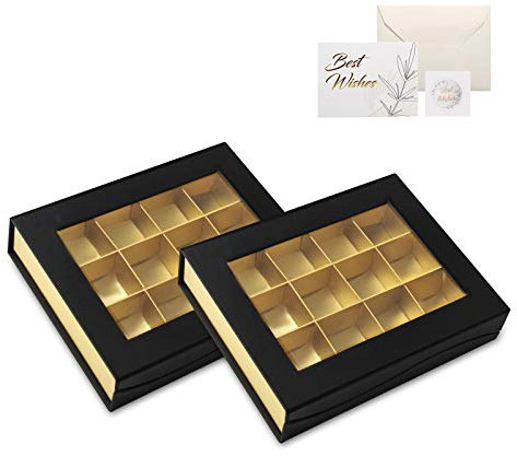 Weihnachten Pralinenschachtel leer geschenkschachtel Schokolade Geschenkboxen Kiste Magnetische Dessert-Geschenkboxen mit klarem Umschlag für Schaufenster,für Süßigkeiten,Gebäck,12 Gitter