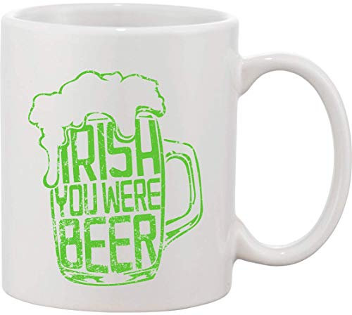 Irish I Wish You were Beer Glass of Beer Design Ceramic Mug bnft