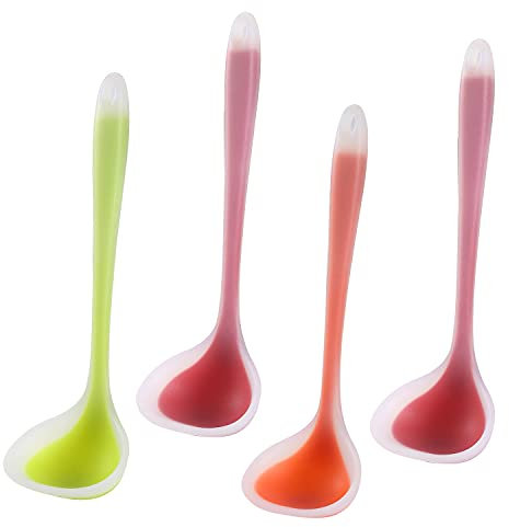 Yoku Made - Mini louche en silicone, petite louche, louche à sauce, pour servir, cuisiner, gratter, 21,6 cm, lot de 4