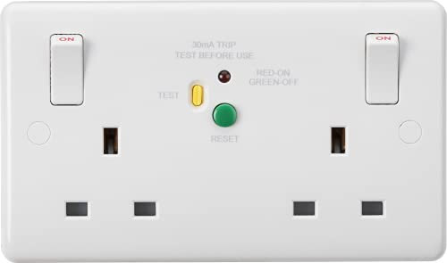 Knightsbridge CU9RCD 13A 2G DP RCD Switched Socket - 30mA (Type A), White