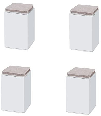 4 Stück Möbelerhöhung aus Karbonstahl,selbstklebende Möbelerhöhung,fügt 5cm/10cm Höhe zu Betten,für Sofas Schränken,Unterstützt 20.000 lbs,Schwarz/Braun/Weiß (60x60x102(mm),Weiß)