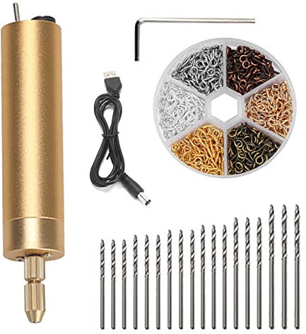 Mini trapano elettrico a mano per resina, da 0,7 a 1,2 mm, micro USB per la creazione di gioielli, kit di morsa per maniglie, trapano per unghie fai da te con 18 punte da trapano