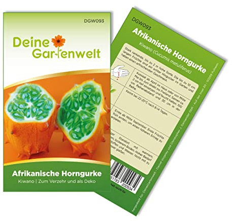 Gurke Kiwano Samen - Cucumis metuliferus - Gurkensamen - Gemüsesamen - Saatgut für 3-5 Pflanzen