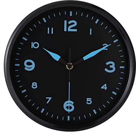 DIYZON Schwarze Wanduhr Silent 25,5cm Hochwertige Quarzuhr - Batteriebetrieben - Leicht Ablesbar - Modernes Design und Stilvoller Stil - Ideal für Heim/Schul/Dekorationsuhren